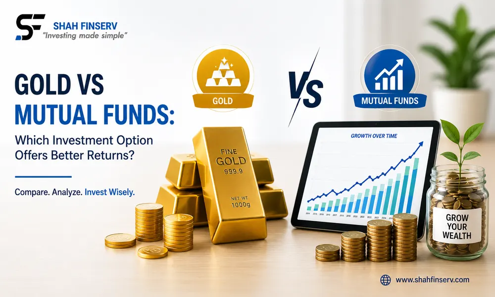 Gold vs mutual funds comparison for returns, risk, SIP investment, taxation and portfolio diversification